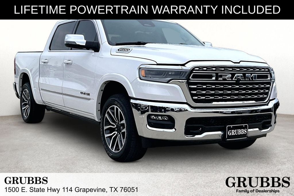 2026 RAM 1500 Limited in Ivory White Tri-Coat Pearlcoat — front three-quarter view