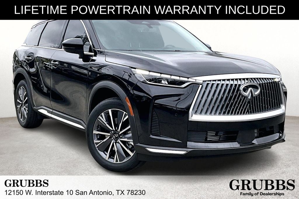 2026 INFINITI QX60 LUXE in Mineral Black — front three-quarter view