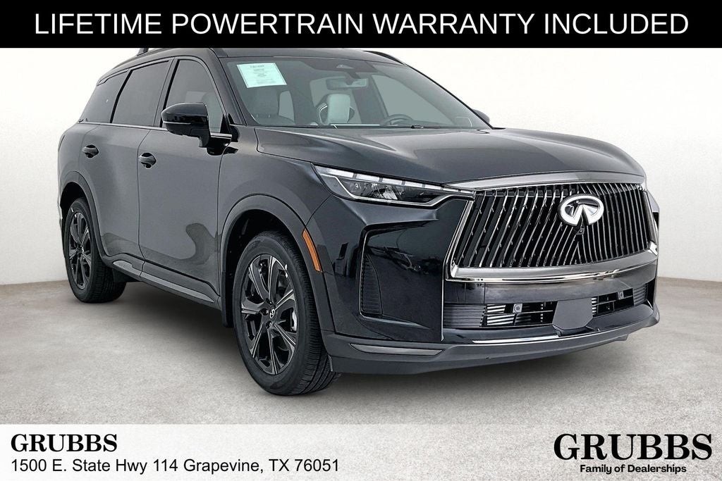 2027 INFINITI QX60 Autograph in Mineral Black — front three-quarter view
