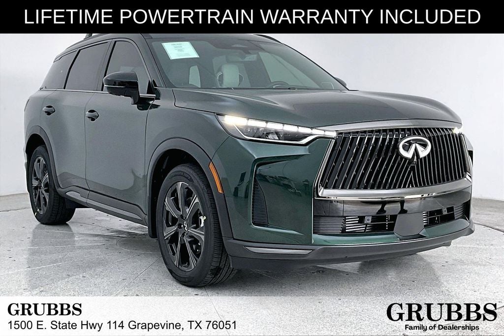 2027 INFINITI QX60 Autograph in Deep Emerald — front three-quarter view
