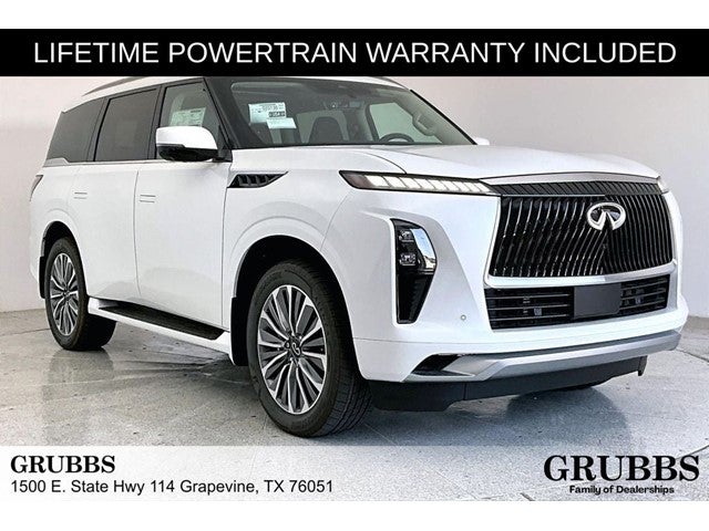 2027 INFINITI QX80 LUXE in Gray — front three-quarter view