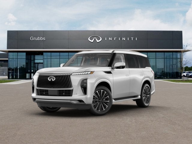 2027 INFINITI QX80 LUXE in Gray — front three-quarter view