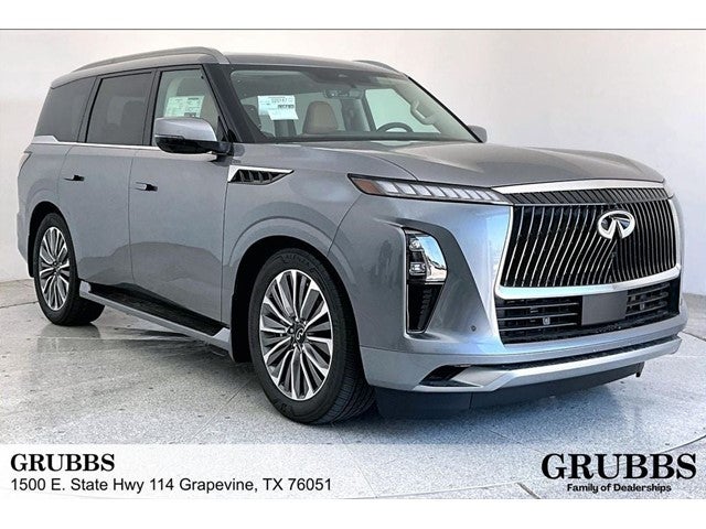 2027 INFINITI QX80 LUXE in Kcn — front three-quarter view
