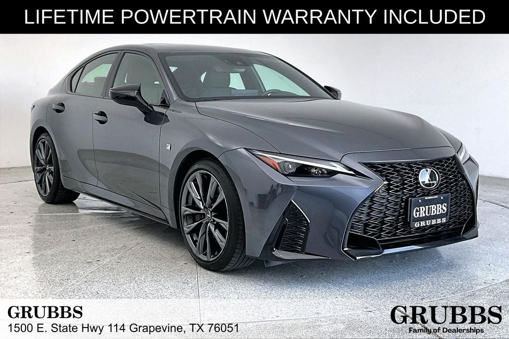 2025 Lexus IS 350 F SPORT in Cloudburst Gray — front three-quarter view
