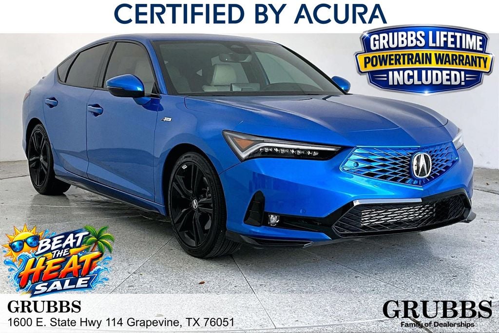2026 Acura Integra A-Spec Tech Package in Double Apex Blue Pearl — front three-quarter view