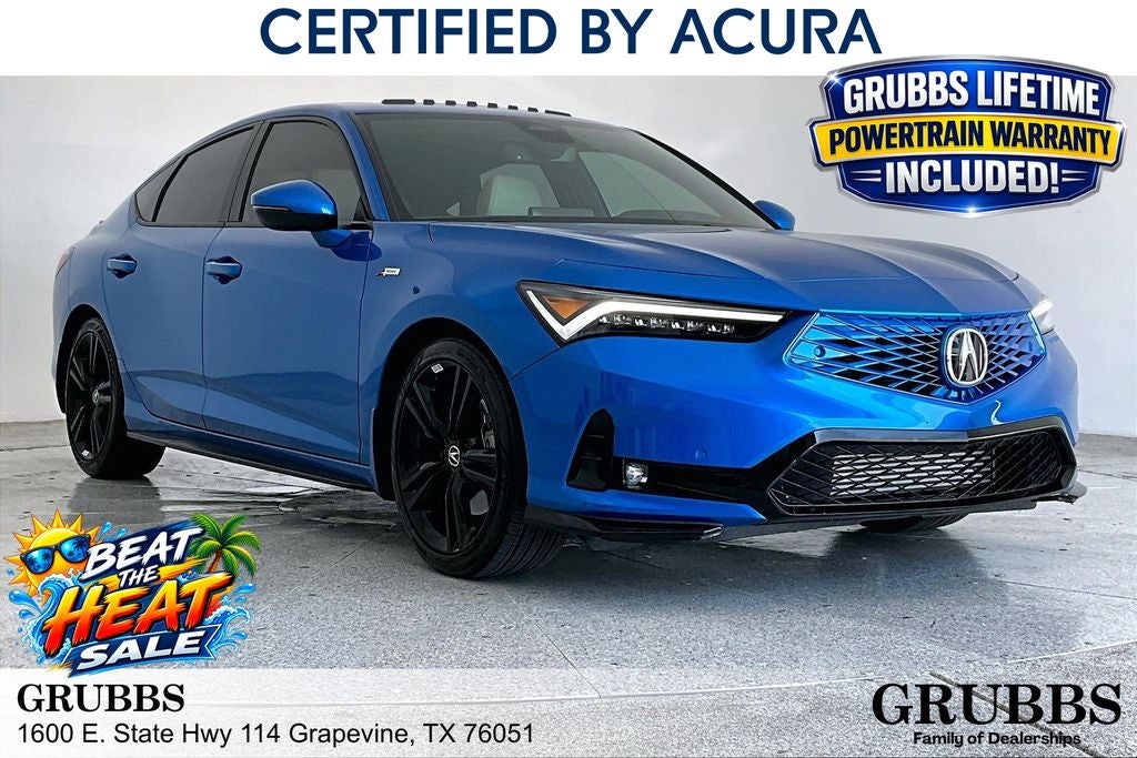 2026 Acura Integra A-Spec Tech Package in Double Apex Blue Pearl — front three-quarter view
