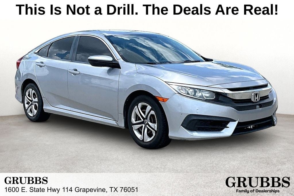 2017 Honda Civic LX in Lunar Silver Metallic — front three-quarter view