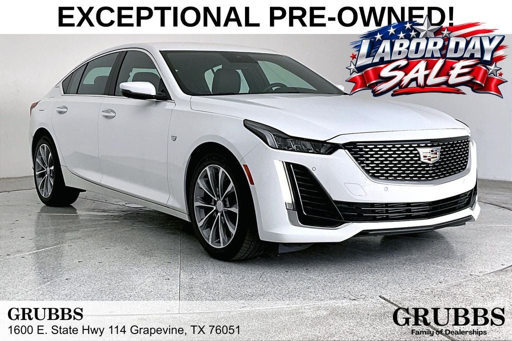 2024 Cadillac CT5 Premium Luxury in Summit White — front three-quarter view