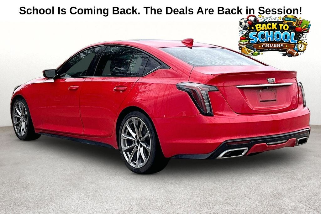 2020 Cadillac CT5 Sport in Velocity Red — front three-quarter view