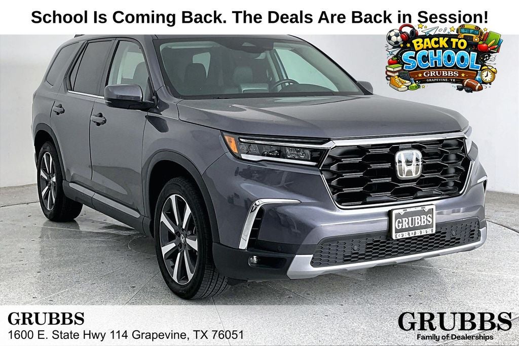 2024 Honda Pilot Touring in Modern Steel Metallic — front three-quarter view