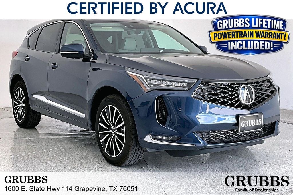 2026 Acura RDX Advance Package SH-AWD in Canyon River Blue Metallic — front three-quarter view