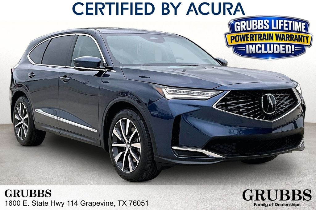 2026 Acura MDX Technology Package in Canyon River Blue Met — front three-quarter view