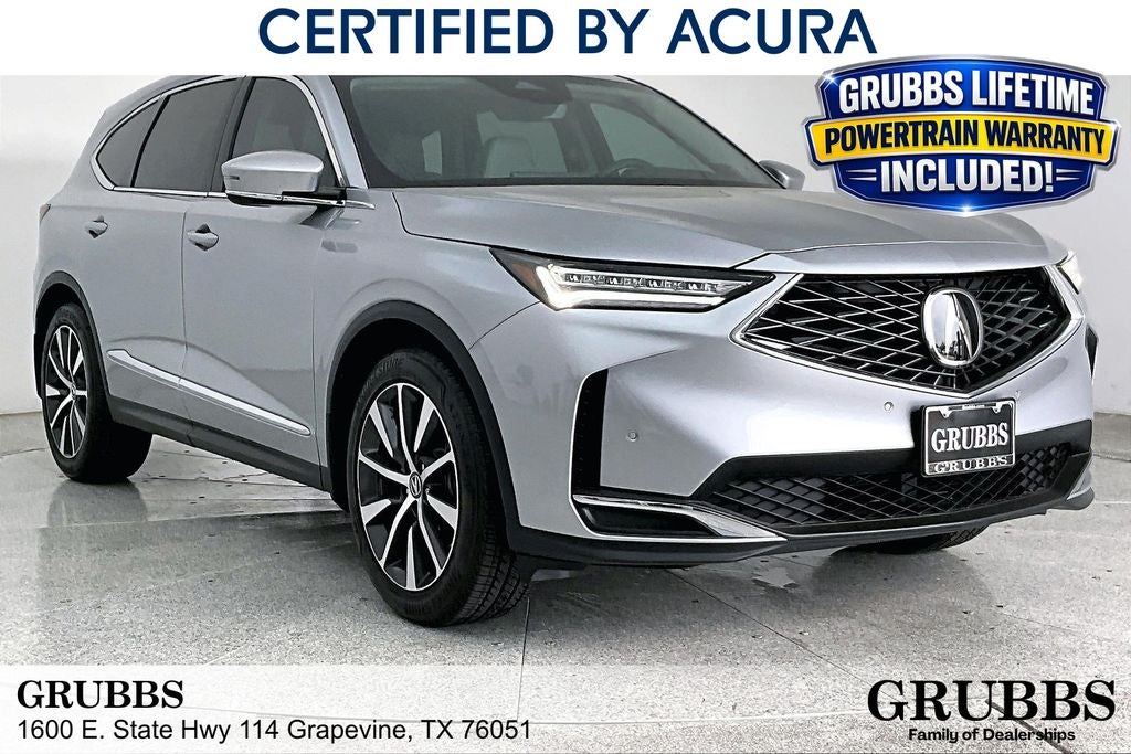 2026 Acura MDX Technology Package in Solar Silver Metallic — front three-quarter view