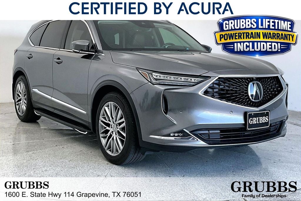 2024 Acura MDX Advance SH-AWD in Liquid Carbon Metallic — front three-quarter view