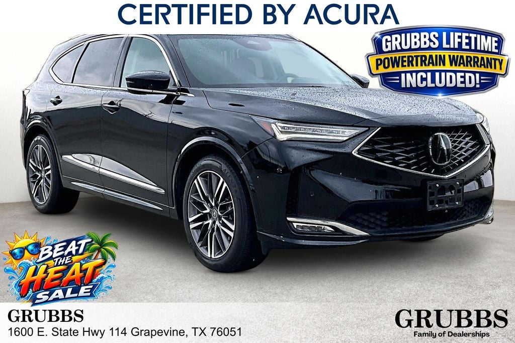 2025 Acura MDX Advance Package SH-AWD in Majestic Black Pearl — front three-quarter view