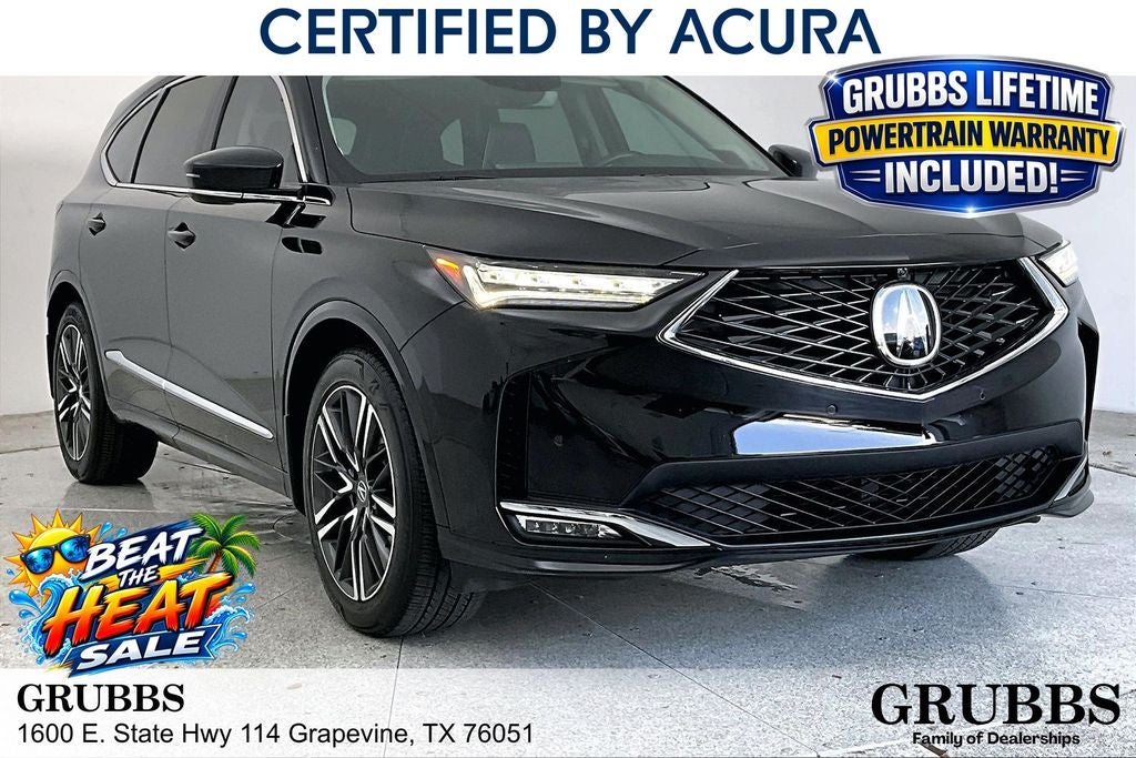 2025 Acura MDX Advance Package SH-AWD in Majestic Black Pearl — front three-quarter view