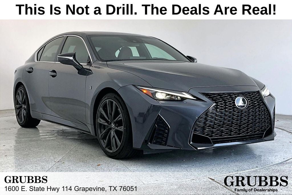 2024 Lexus IS 350 F SPORT Design in Cloudburst Gray — front three-quarter view