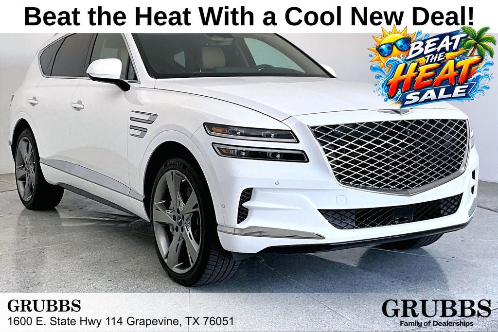 2024 Genesis GV80 3.5T Advanced in Uyuni White — front three-quarter view