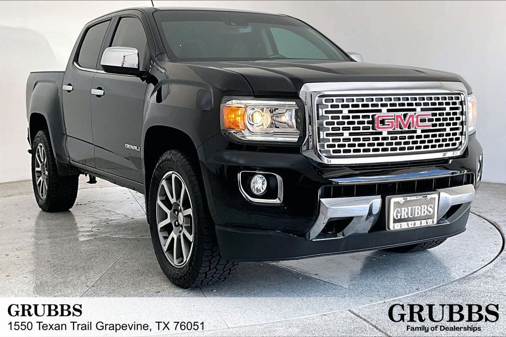2019 GMC Canyon Denali in Onyx Black — front three-quarter view