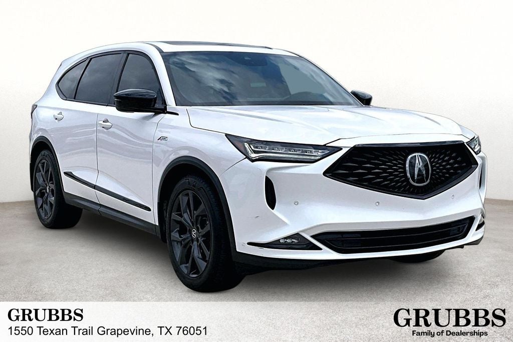 2024 Acura MDX A-Spec SH-AWD in Platinum White Pearl — front three-quarter view