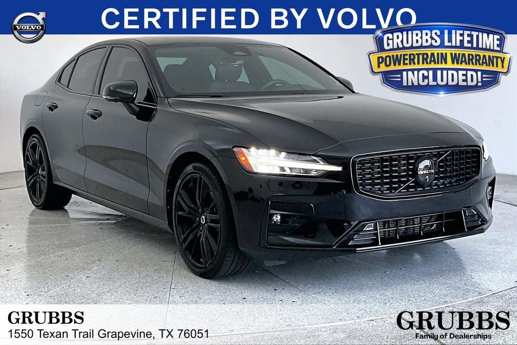 2024 Volvo S60 B5 Plus Black Edition in Onyx Black Metallic — front three-quarter view
