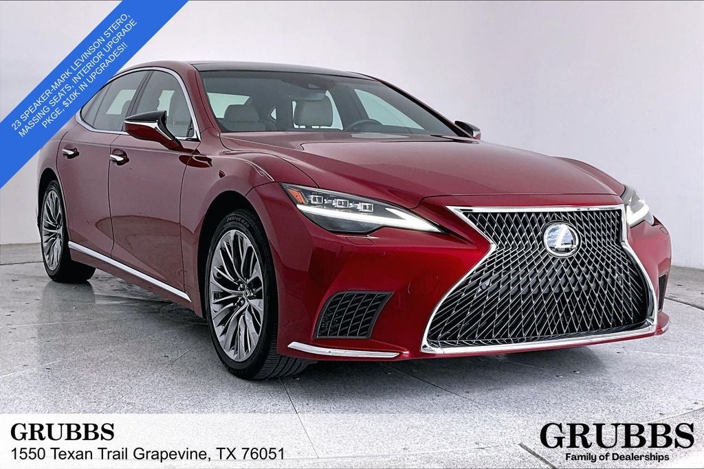 2023 Lexus LS 500 Base in Matador Red Mica — front three-quarter view