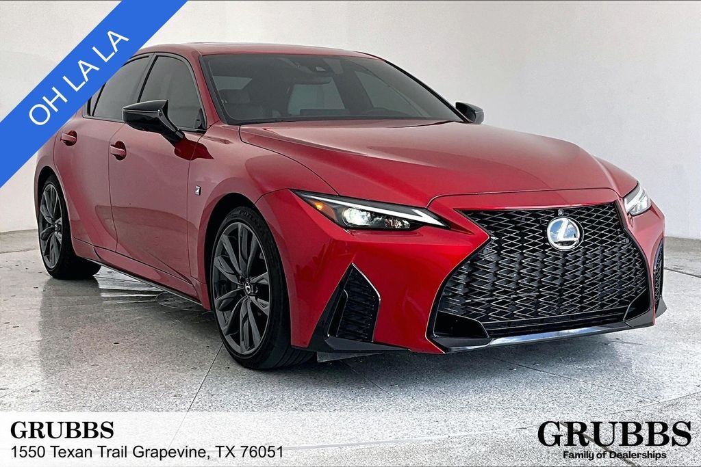 2025 Lexus IS 350 F SPORT in Infrared — front three-quarter view
