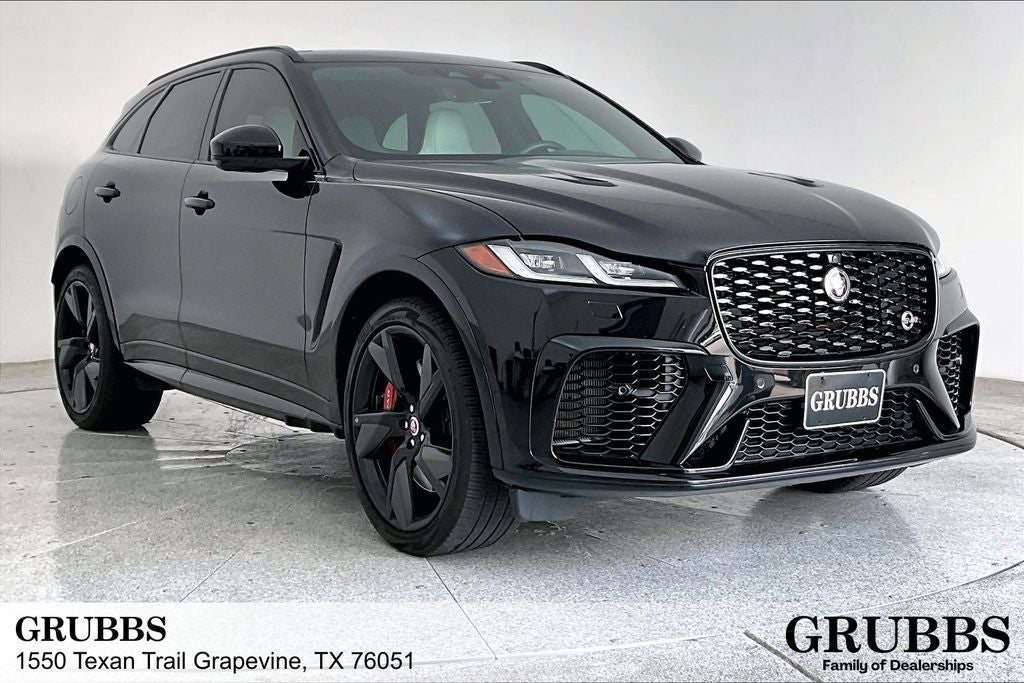2023 Jaguar F-PACE SVR in Santorini Black — front three-quarter view