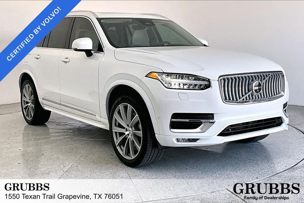 2025 Volvo XC90 B6 Plus 6-Seater in Crystal White — front three-quarter view