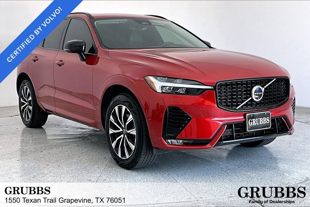 2024 Volvo XC60 B5 Plus Dark Theme in Fusion Red Metallic — front three-quarter view
