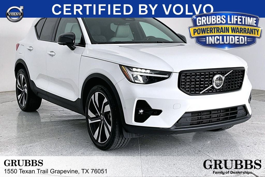 2023 Volvo XC40 Ultimate in Crystal White Metallic — front three-quarter view
