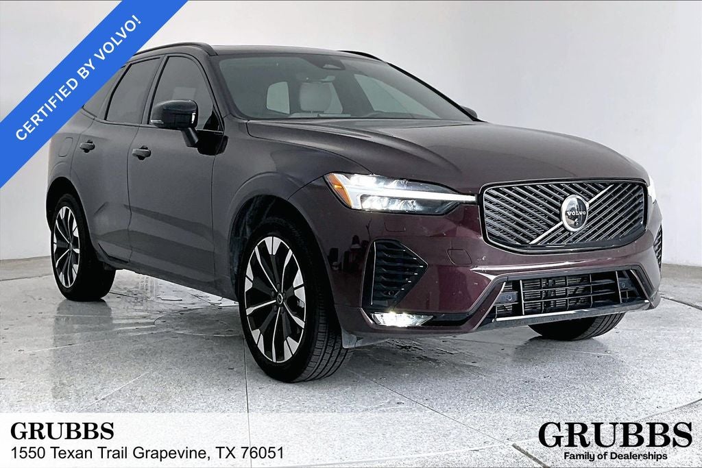 2026 Volvo XC60 B5 Plus in Mulberry — front three-quarter view